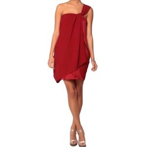 DVF Grecian Silk Valetta Toga Dress cranberry red sleeveless